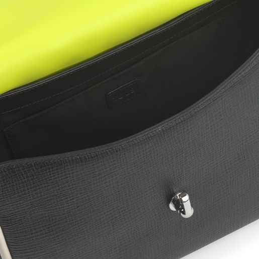 حقيبة كتف Bridgy Luxe متوسطة الحجم من الجلد باللونين الأسود والرملي