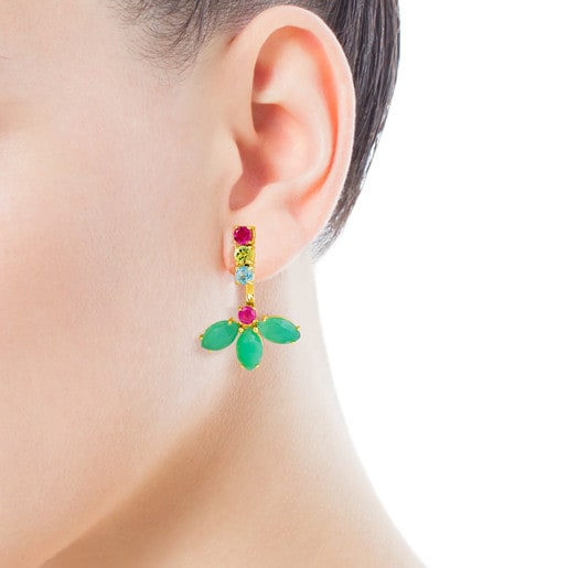 Gold Beach Earrings with Gemstones