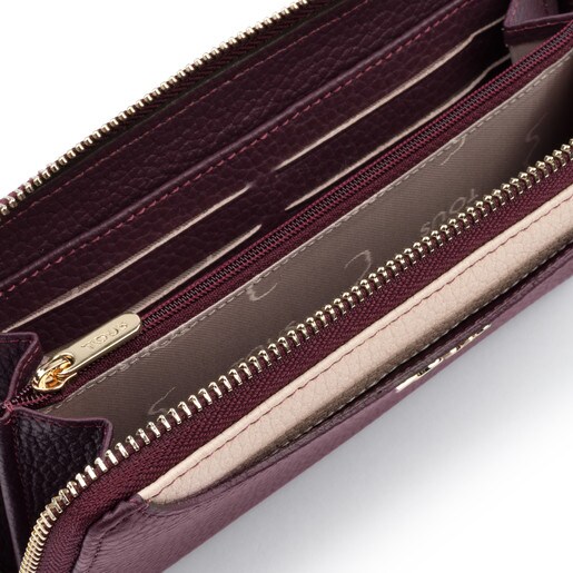 Medium burgundy-pink Leather Floriana Wallet