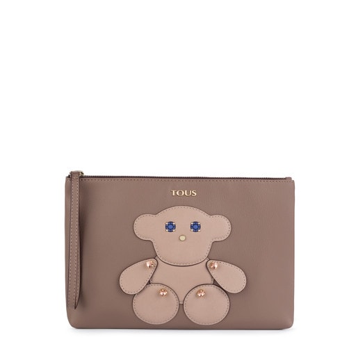 Taupe colored Patch Maia Clutch bag