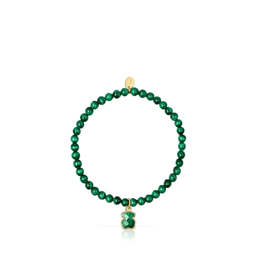 Pulsera Icon Color con baño de oro 18 kt sobre plata y malaquita