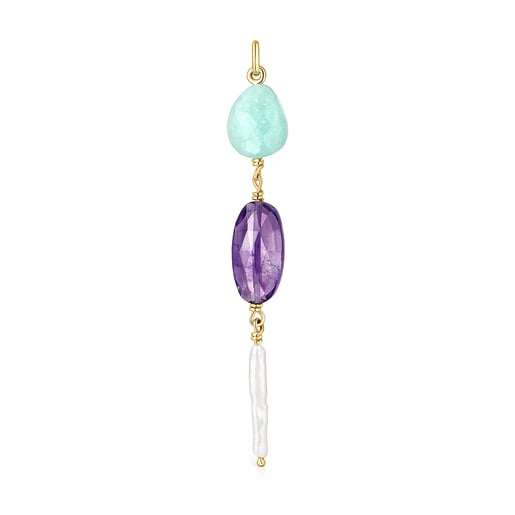 Gold Luz Pendant with Gemstones and Pearl
