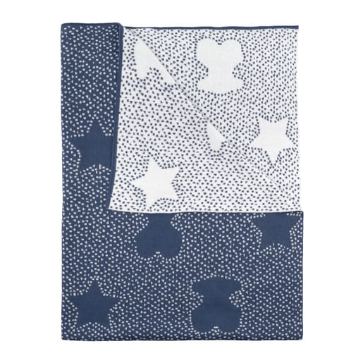 Nile iconic Tous reversible blanket in Navy Blue