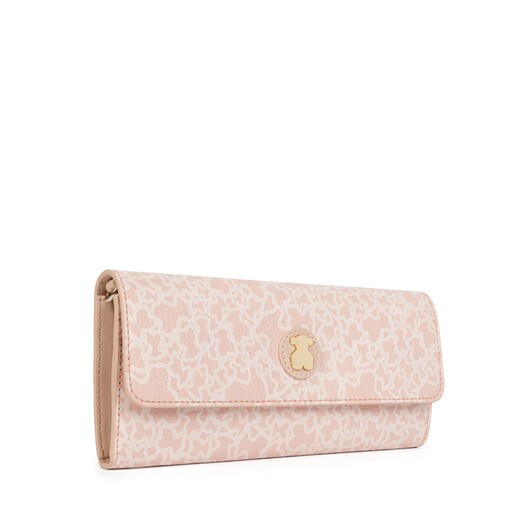Große Brieftasche Kaos Mini aus Leinen in der Farbe Rosa 