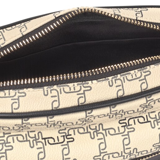 Bandolera riñonera Tous Logogram beige y negro