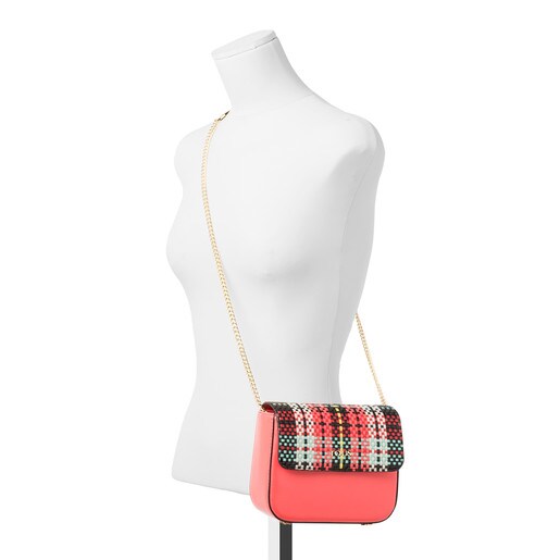 Μικρή τσάντα Χιαστί Rene braided σε κόκκινο-πολύχρωμο