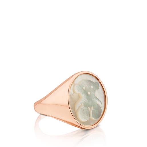 Rose Vermeil Silver Camee Ring with Mother-of-Pearl