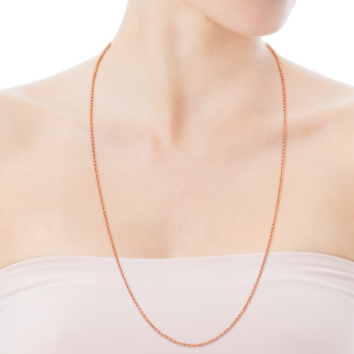 Cadena larga TOUS Chain con baño de oro rosa 18 kt sobre plata, 100 cm