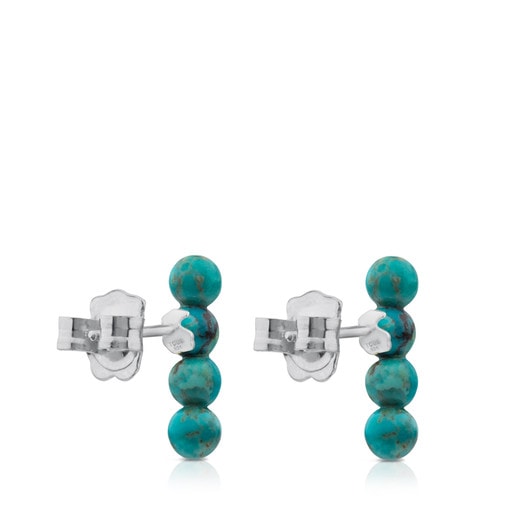Silver Straight Earrings with Turquoise