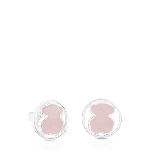 Silver Camille Earrings with Rose Quartz