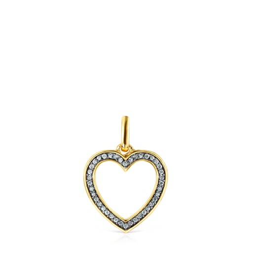 Nocturne heart Pendant in Silver Vermeil with Diamonds