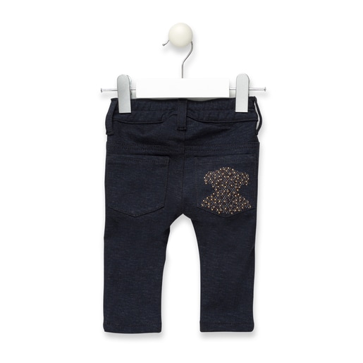 Pant girl’s knitted skinny trousers in Navy Blue