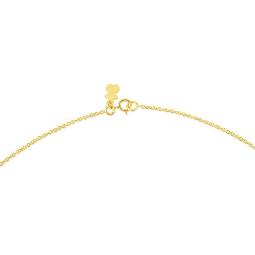 Enge Halskette TOUS Chain aus Gold, 45 cm lang, durchsetzt mit 8 Gruppen kleiner Kugeln.
