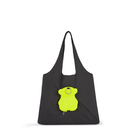 Sac shopping Salsi ourson pliable noir et jaune