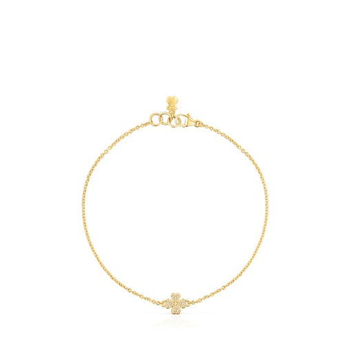 Gold TOUS Good Vibes clover Bracelet with Diamonds