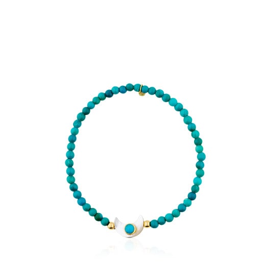 Gold Super Power Bracelet with Turquoise and Mother-of-pearl