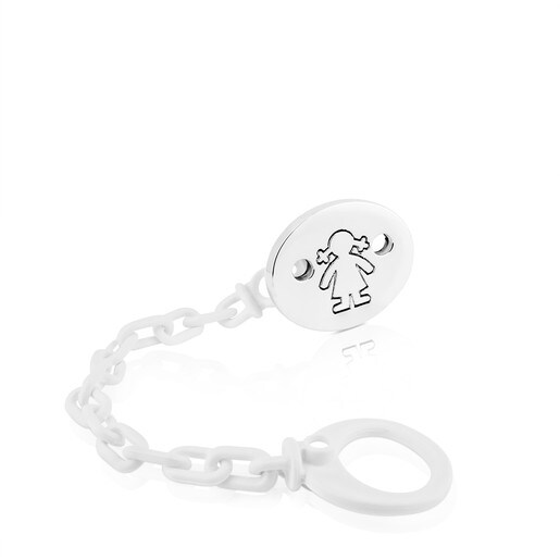 Silver Sweet Dolls girl Pacifier clip