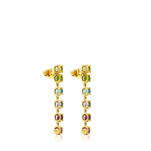 Gold Mix Color Earrings with Gemstones