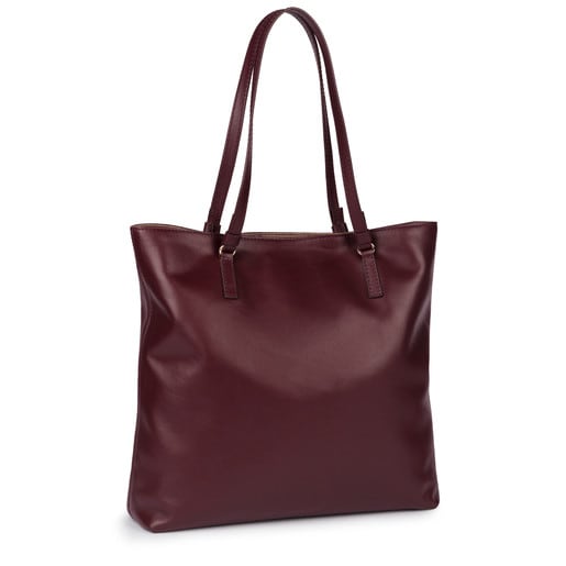 حقيبة تسوق Tulia جلدية كبيرة باللون العنابي