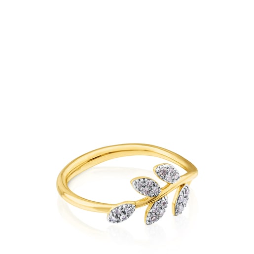 Gold Ring with Diamonds Leaf motif Gem Power | TOUS