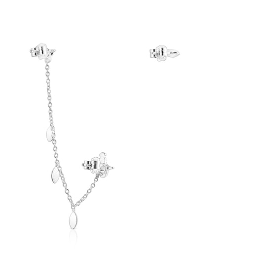 Set of Silver Fragile Nature leaves chain Earrings