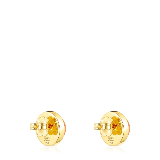 Aretes Cocktail con baño de oro 18 kt sobre plata y glass naranja