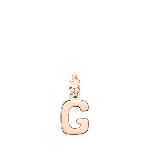 Dije Alphabet letra G con baño de oro rosa 18 kt sobre plata