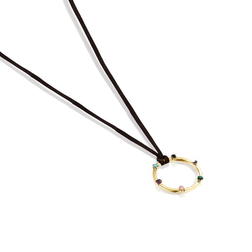 Glory Necklace in Silver Vermeil with five multicolor Gemstones motifs