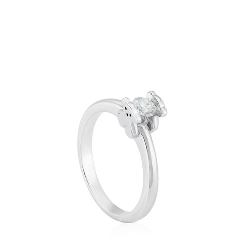White Gold TOUS Sweet Diamonds Ring with Diamond Bear motif