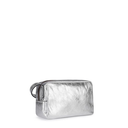 Small silver colored Leather Tulia Crack Crossbody bag