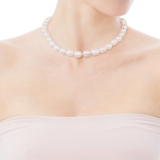 Silver TOUS Pearl Necklace with Pearl