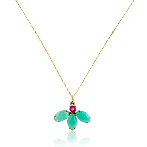 Gold Beach Necklace with Gemstones