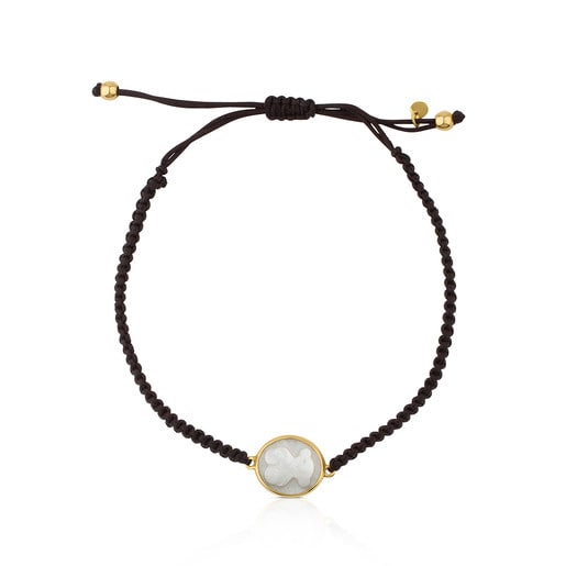 Gold and Cord with Mother-of-Pearl Camee Bracelet