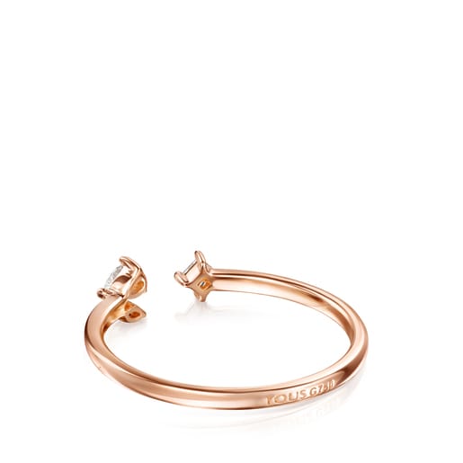Light open Ring in Rose Gold with three Diamonds