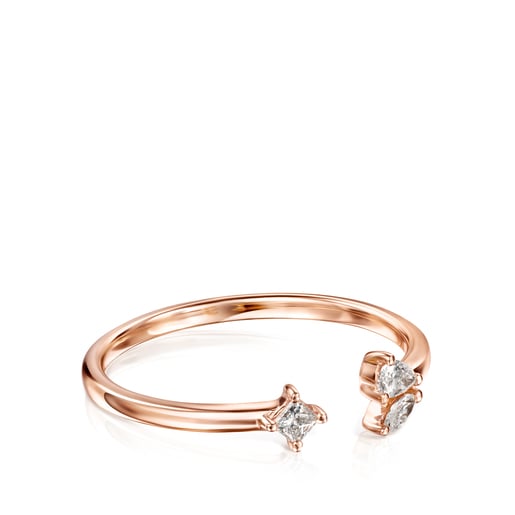 Light open Ring in Rose Gold with three Diamonds