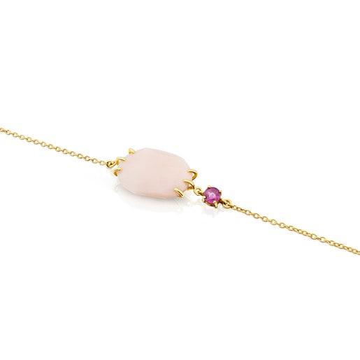 Gold Ethereal Bracelet with Opal and Ruby