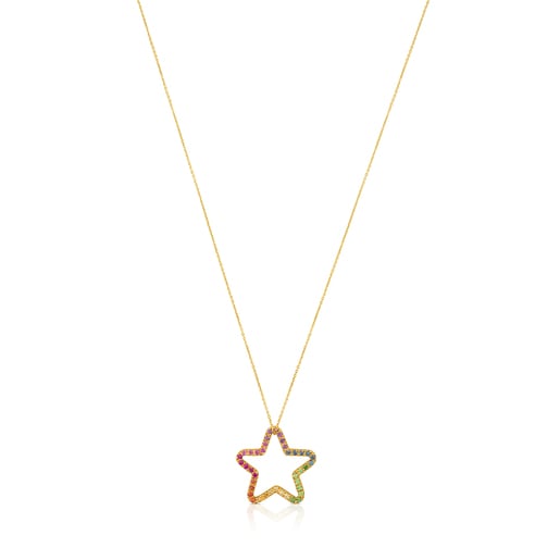 Gold Icon Necklace with Gemstones Star motif