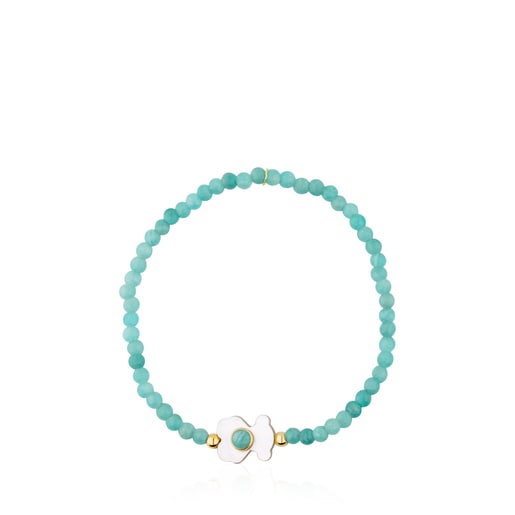 Bracelet Super Power en Amazonites avec Or et Nacre