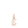 Alphabet letter E Pendant in Rose Silver Vermeil