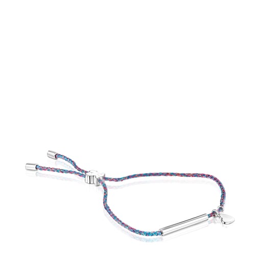 Bracelet TOUS Good Vibes cœur en Argent et Cordon bleu