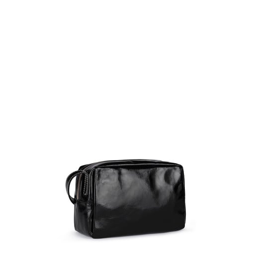 Small black Leather Tulia Crack Crossbody bag