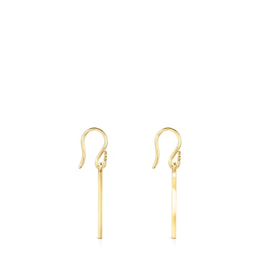 Pendientes cortos cuerno con baño de oro 18 kt sobre plata TOUS Good Vibes