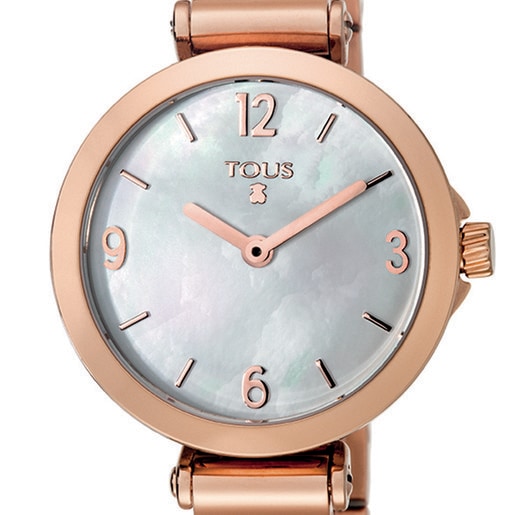 Pink IP Steel Icon Charms Watch with Mother-of-pearl