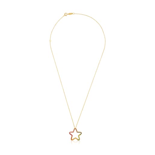 Gold Icon Necklace with Gemstones Star motif