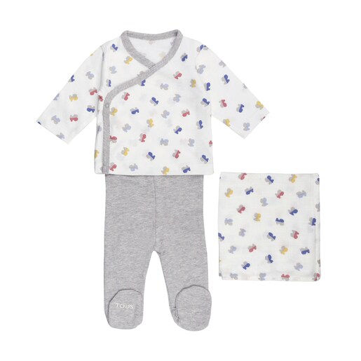 Conjunto de reci n nacido Half Bear Blanco