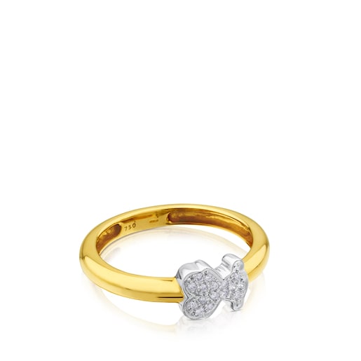 Yellow and White Gold TOUS Gen Ring with Diamond 0,06ct Bear motif