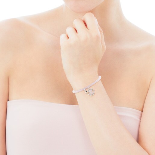 Tous Camille - Elastyczna bransoletka ze srebra z różowym kwarcem