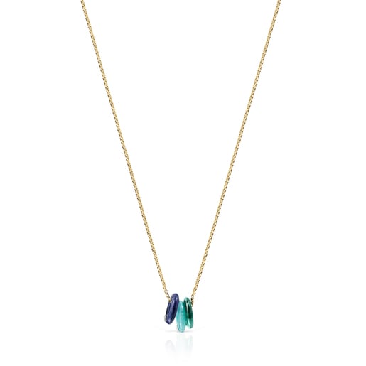 Hold Gems Silver Vermeil Necklace with Malachite Amazonite and Lapis Lazuli