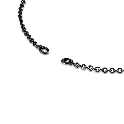 Collier ras du cou Hold en Argent dark silver avec chaîne petits anneaux, 42 cm.