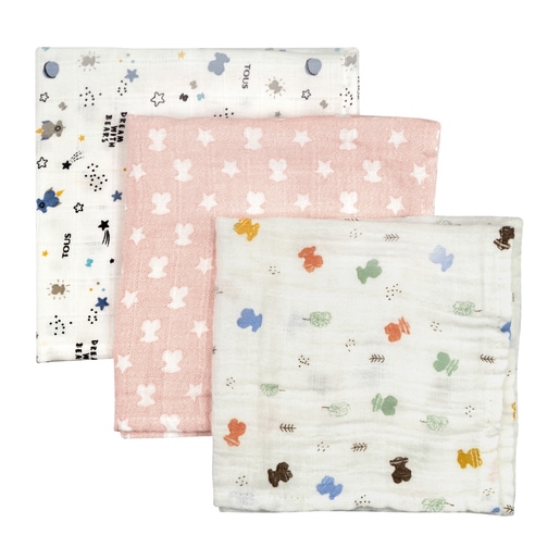 Set de 3 Mini Muselinas Smile Rosa
